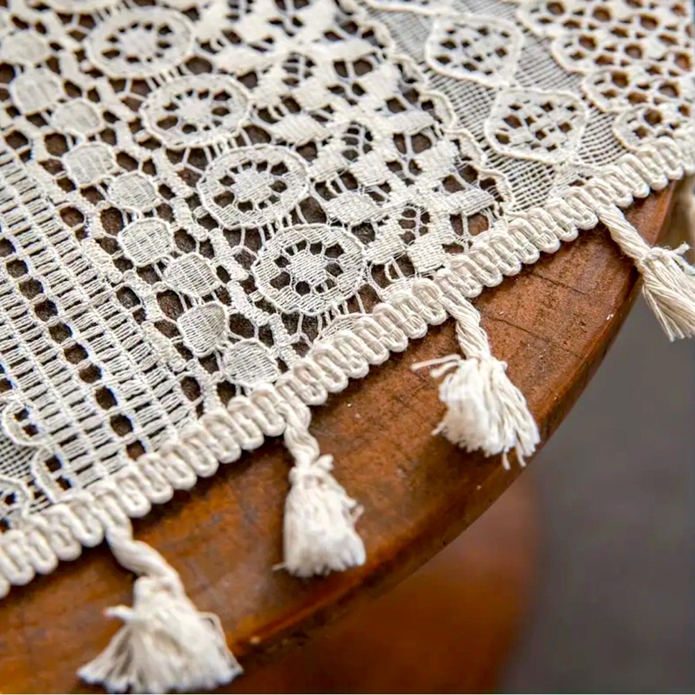 Boho Curtains with Fringe Beige